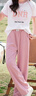 G.DUCKKIDS品牌童裝女童夏裝套裝短袖長(cháng)褲拼色兩件套女孩5-16歲兒童運動(dòng)套裝 粉色 150 曬單實(shí)拍圖