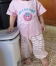 嘟嘟家[7A]兒童套裝夏季男童短袖長(cháng)褲透氣寶寶夏裝薄款女童 粉色 90 曬單實(shí)拍圖