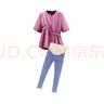苒琦媽咪孕婦夏裝套裝外出時(shí)尚款夏季遮肚短袖娃娃襯衫上衣寬松兩件套春秋 玫粉色上衣+藍色牛仔長(cháng)褲 XXL 曬單實(shí)拍圖