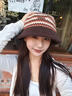 CACUSS帽子女冬季保暖漁夫帽大頭圍顯臉小盆帽復古格紋泰迪絨帽子 咖色 曬單實(shí)拍圖