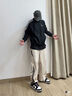 adidas休閑簡(jiǎn)約三條紋梭織立領(lǐng)夾克外套男裝秋季阿迪達(dá)斯三葉草   黑色 (偏小，推薦買大1碼)   L 曬單實(shí)拍圖