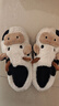 細細條（XIXITIAO）一家三口可愛(ài)卡通奶牛棉拖鞋男女冬季家居毛絨保暖棉鞋ins 全包跟款白色 44-45（適合43-44的腳） 曬單實(shí)拍圖