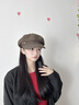 七色紡貝雷帽女秋冬季帽子女八角帽女士報童畫(huà)家帽鴨舌貝雷帽 咖啡色 曬單實(shí)拍圖