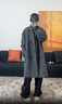 NEW OR MODE英倫風(fēng)粗紡仿羊絨毛呢大衣男士秋冬新款寬松高級感中長(cháng)款風(fēng)衣外套 深灰色 XL 【建議125-145斤】 曬單實(shí)拍圖