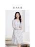JESSIE【素銀花韻】2025年春夏新款法式清新水墨畫(huà)收腰印花連衣裙 灰色 L 曬單實(shí)拍圖