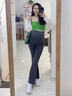 奶油兔孕婦鯊魚(yú)褲夏季薄款外穿闊腿微喇叭褲2025新款彈力顯瘦芭比瑜伽褲 灰色-高腰【春夏款】 L 【建議110-125斤】 曬單實(shí)拍圖