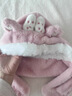 貝娜茜嬰兒帽子兒童帽子圍巾一體冬季加厚保暖男孩毛絨帽護耳帽男童冬天 小兔兔-粉色 6個(gè)月-4歲（44-51.5CM） 曬單實(shí)拍圖