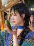 恒源祥斗篷披肩女民族風(fēng)旅行鹿毛絨云南新疆旅游度假流蘇彩色圍巾女春秋 藍色(拼色) 曬單實(shí)拍圖