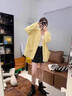 皓娥針織衫毛衣外套鵝黃色軟糯設計感外套女溫柔慵懶風(fēng)韓系仿水貂開(kāi)衫 鵝黃色均碼 曬單實(shí)拍圖