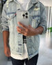 李維斯（Levi's）TYPE3翻領(lǐng)破洞單排扣長(cháng)袖牛仔夾克外套男款淺藍色 淺藍色 M 曬單實(shí)拍圖