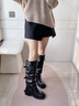 5+褲管靴長(cháng)靴女2025秋冬季新款堆堆靴長(cháng)筒靴西部牛仔靴騎士靴女靴子 黑色-單里 37 曬單實(shí)拍圖