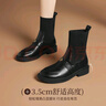 ZHR樂(lè )福襪靴女2025冬季新款粗跟洋氣小短靴女套腳女靴EH202黑色38 曬單實(shí)拍圖