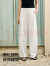 森馬（Semir）休閑褲女時(shí)尚打褶闊腿褲2025新款夏季氣質(zhì)格子肌理彎刀褲慵懶 本白10101 S 曬單實(shí)拍圖