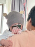 aqpa新生兒針織綁帶帽冬季男女寶寶毛織耳朵帽保暖嬰兒防風(fēng)帽子小 灰色 1-2歲(適用頭圍46-48cm) 曬單實(shí)拍圖