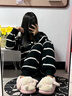 ECAC冬天棉拖鞋女士卡通毛絨可愛(ài)情侶居家室內加絨保暖秋冬季拖鞋男 藍色【洛麗塔小兔】 40-41 曬單實(shí)拍圖