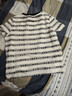 百圖betu女裝夏季新款T恤撞色圓領(lǐng)條紋提花透氣寬松短袖女2407T21 黑白條 S 曬單實(shí)拍圖