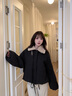 森馬（Semir）羽絨服女插肩袖可脫卸毛領(lǐng)2025新款冬季oversize花苞外套復古 黑色調（灰鴨絨）00399（特寬松介意可拍小一碼） M 曬單實(shí)拍圖
