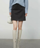 紅袖（hopeshow）通勤顯瘦半身裙2025冬季新款女裝幾何袋蓋拼接側拉鏈A字磨毛短裙 深灰080（預售12.28） XL 曬單實(shí)拍圖