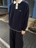EMPORIO ARMANI/阿瑪尼官方旗艦新款男士Polo領(lǐng)刺繡商務(wù)套頭針織綿羊毛衣秋季 M1169-橡木色/棕色 M  (推薦：135-150斤) 曬單實(shí)拍圖