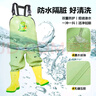 漁之源兒童趕海裝備連體下水褲防水褲幼兒園玩沙水衣服涉水雨褲雨鞋一體 瑪卡粉-小兔款【純棉內里+耐磨橡膠底】 22 （鞋內長(cháng)13） 曬單實(shí)拍圖