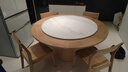 旋轉伸縮變形巖板餐桌家用可變大小實(shí)木微晶石圓桌客廳飯桌原木風(fēng) 1.12變1.6米（巖板桌面） 單桌 曬單實(shí)拍圖