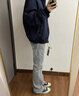 燦圖煙灰色牛仔褲男夏季新款美式復古潮流vibe褲子窄版顯瘦直筒微喇褲 煙灰色 L 曬單實拍圖