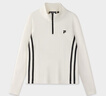 FILA FUSION斐樂(lè )潮牌女子針織長(cháng)袖衫2025秋新款時(shí)尚修身半拉鏈長(cháng)T 奶霧白-WT M 165/84A/M 曬單實(shí)拍圖