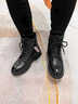 富貴鳥(niǎo)（FUGUINIAO）冬季女靴真皮馬丁靴女羊毛保暖棉鞋女短靴粗跟皮毛一體靴子女皮鞋 FG5022黑色[羊毛保暖] 37 曬單實(shí)拍圖