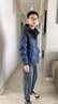 波司登（BOSIDENG）25新款羽絨服男女兒童中長(cháng)款5A抗菌絨保暖連帽外套T250246120Q 冰川熊藍9CR8 160 /80 約150-160cm 45kg 曬單實(shí)拍圖
