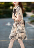 德瑪納（dme）印花連衣裙女系帶休閑復古優(yōu)雅簡(jiǎn)約氣質(zhì)雪紡裙 曬單實(shí)拍圖