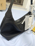 裘真【明星推薦】經(jīng)典hobo包植鞣牛皮腋下通勤休閑餃子女包 黑色-大號 小包/大包 曬單實(shí)拍圖