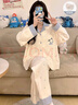 另約帶胸墊睡衣女春秋款長(cháng)袖2025新款卡通可愛(ài)甜美夏天薄款家居服套裝 A736 波點(diǎn)小狗 L 曬單實(shí)拍圖
