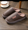 樂(lè )拖輕奢 拖鞋男秋冬季保暖居家室內PU防水厚底防滑情侶棉拖鞋男 曬單實(shí)拍圖