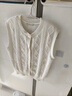 帕羅（PALUOPO）100%山羊絨衫女秋冬厚款馬甲背心圓領(lǐng)絞花開衫毛衣無袖針織保暖 新古董白 M 160/100 曬單實拍圖
