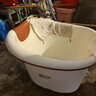日康（rikang）泡澡桶 兒童洗澡桶嬰兒游泳桶家用浴缸浴桶贈浴凳米色 X1002-2 曬單實(shí)拍圖