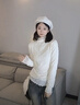 莫代爾內搭蕾絲打底衫女2025新款加絨加厚秋冬半高領(lǐng)白色網(wǎng)紗小衫  均碼 曬單實(shí)拍圖