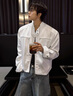 牧唯黑色cleanfit短款墊肩外套男感痞帥春秋季美式高街哈靈頓夾克 白色 XL [建議125-140斤] 曬單實(shí)拍圖