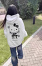 DAVEY MODE衛(wèi)衣女2025新款美式慵懶chic凱蒂貓連帽衛(wèi)衣秋冬季加絨 花灰色-春秋薄款(不起球品質(zhì)保障 M 80-100 曬單實(shí)拍圖