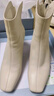 康莉（COMELY）瘦瘦靴短靴女冬季新款粗跟法式方頭高跟時(shí)裝靴 米白色/絨里 38 曬單實(shí)拍圖