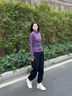 徽格兒（phigeer）健身衣服女套裝2025秋季新款專(zhuān)業(yè)跑步速干上衣寬松顯瘦跳操運動(dòng)服 黛紫色兩件套（黑褲） M 曬單實(shí)拍圖