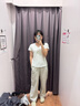 優(yōu)衣庫女裝竹節(jié)紗V領(lǐng)T恤/短袖棉白T上衣打底內(nèi)搭春夏新款483576 69 藏青色 M /160/84A 曬單實拍圖