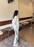 魯雅爾條紋cleanfit休閑褲子男秋季美式潮流闊腿運動褲高街撞色運動衛(wèi)褲 灰色黑條 XL 【建議120-140斤】    曬單實拍圖