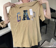 GAP男女裝2025夏季新款格紋貼布繡logo短袖T恤寬松多色上衣729330 卡其色 XL (180/100A) 亞洲尺碼 曬單實(shí)拍圖