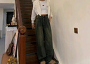 美麗衣櫥（BEAUTIFUL WARDROBE）2025秋季時(shí)尚高腰闊腿牛仔褲女小個(gè)子直筒潮流褲子女設計感 曬單實(shí)拍圖