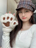 溥畔可愛(ài)貓爪手套冬季保暖加絨加厚女冬天摩托車(chē)騎行毛絨半指全指棉冬 奶咖(可愛(ài)熊掌-半指手套) 均碼 曬單實(shí)拍圖
