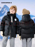 Converse匡威兒童裝新款泡芙柔軟舒適面包服保暖上衣男女童短款連帽羽絨服 正黑色 140 充絨量約143g 【建議身高128-140cm】 曬單實(shí)拍圖
