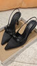 CHARLES&KEITH緞面蝴蝶結尖頭高跟涼鞋女生日禮物CK1-60361556 BLACK TEXTURED黑色紋理 36 曬單實(shí)拍圖