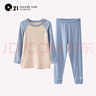 Q21【中暖】小暖皮兒童保暖內(nèi)衣套裝男女童秋衣秋褲校服神器 米藍(lán)-拼色款 100 曬單實(shí)拍圖