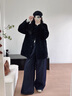妤遇（YUUZYUUS）品牌女裝羊羔毛皮毛一體外套女2025冬季新款中長(cháng)款寬松顯瘦氣質(zhì)黑色M 曬單實(shí)拍圖