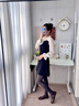 JKN灰色連褲襪女春秋【防勾絲不掉檔】秋冬黑色外穿條紋天鵝絨打底襪 曬單實(shí)拍圖